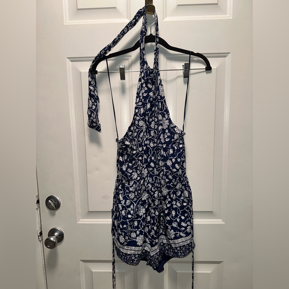 Navy and White Halter Dress
